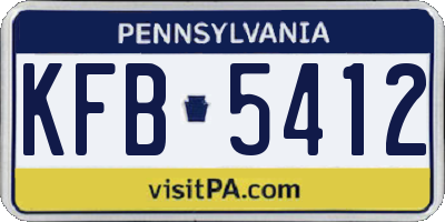PA license plate KFB5412