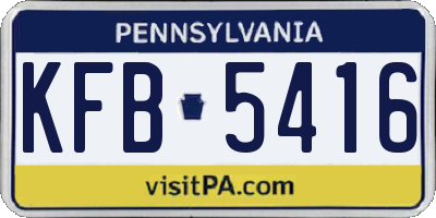 PA license plate KFB5416