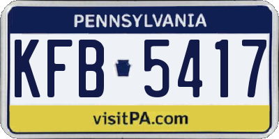 PA license plate KFB5417