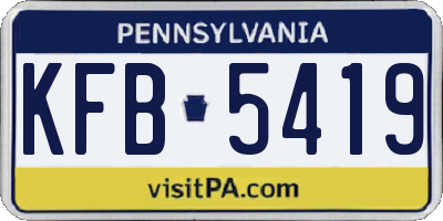 PA license plate KFB5419