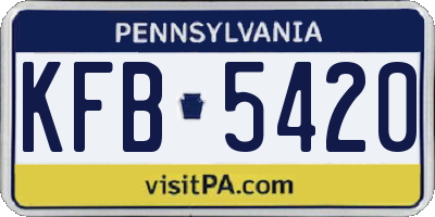 PA license plate KFB5420