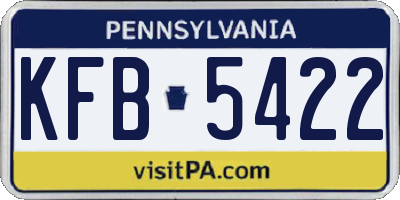 PA license plate KFB5422