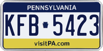 PA license plate KFB5423