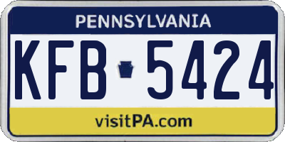 PA license plate KFB5424