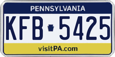 PA license plate KFB5425