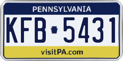 PA license plate KFB5431