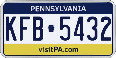 PA license plate KFB5432