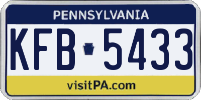 PA license plate KFB5433
