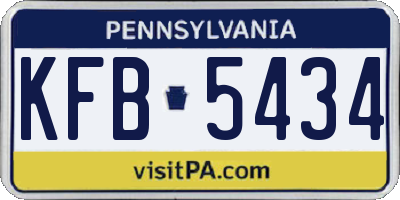 PA license plate KFB5434