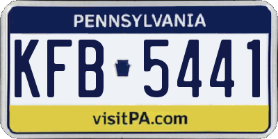 PA license plate KFB5441