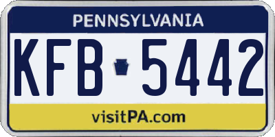 PA license plate KFB5442