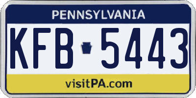 PA license plate KFB5443