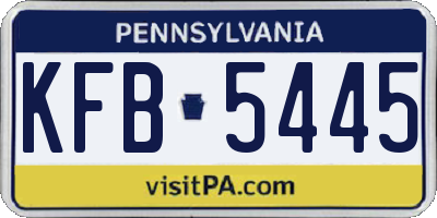 PA license plate KFB5445