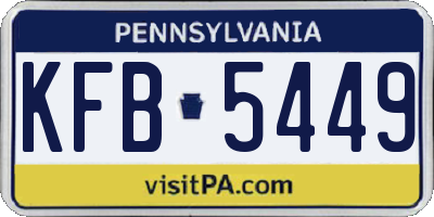PA license plate KFB5449