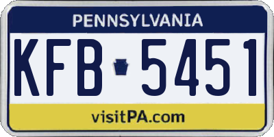 PA license plate KFB5451