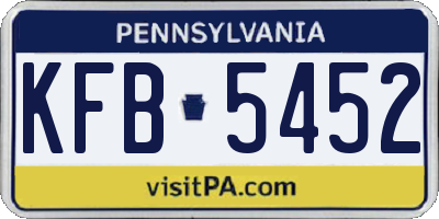 PA license plate KFB5452
