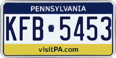 PA license plate KFB5453