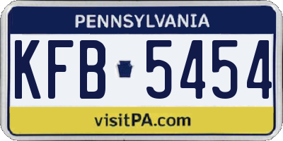 PA license plate KFB5454