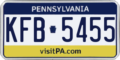 PA license plate KFB5455