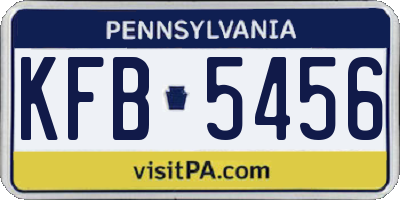 PA license plate KFB5456