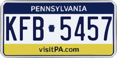 PA license plate KFB5457