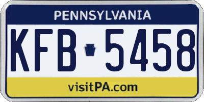 PA license plate KFB5458