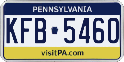 PA license plate KFB5460