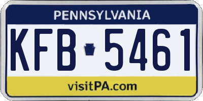 PA license plate KFB5461