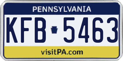 PA license plate KFB5463