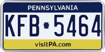 PA license plate KFB5464