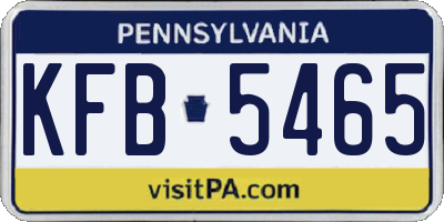 PA license plate KFB5465