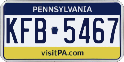PA license plate KFB5467