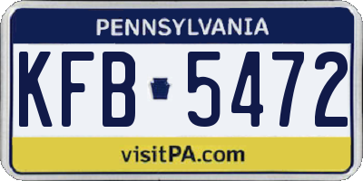 PA license plate KFB5472