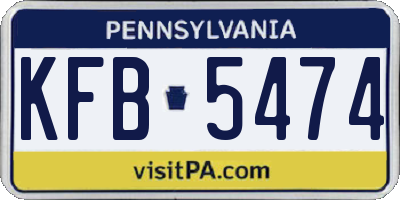 PA license plate KFB5474