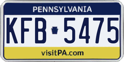 PA license plate KFB5475