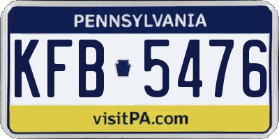 PA license plate KFB5476