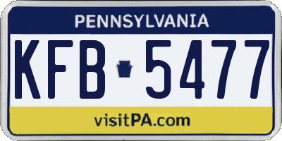PA license plate KFB5477