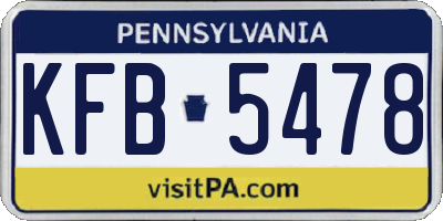 PA license plate KFB5478