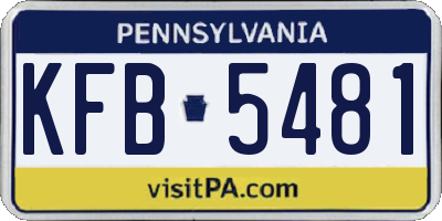 PA license plate KFB5481