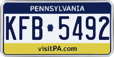 PA license plate KFB5492