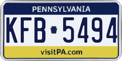 PA license plate KFB5494