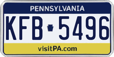 PA license plate KFB5496