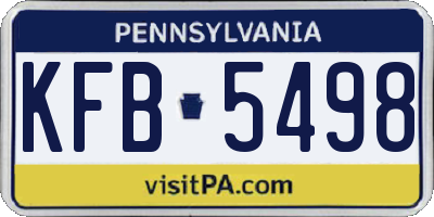 PA license plate KFB5498