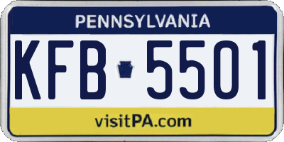 PA license plate KFB5501