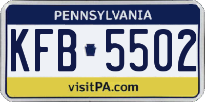 PA license plate KFB5502