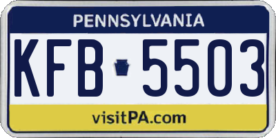 PA license plate KFB5503