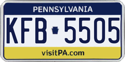PA license plate KFB5505