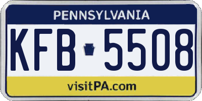 PA license plate KFB5508