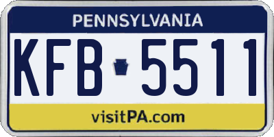 PA license plate KFB5511