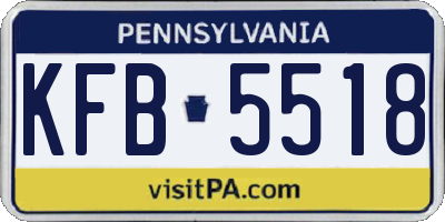 PA license plate KFB5518